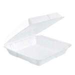 DART SOLO CONTAINER Hinged Container, 9.75" x 5.25", White, Foam, (200/Case) Dart 95HT1R