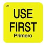 DAYMARK SAFETY SYSTEMS Labels, 2", Yellow, Square, Use First, Bilingual, Permanent, (1000/Roll) Daymark Safety System IT110083