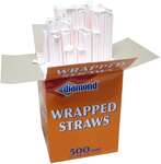 DIAMOND STRAWS, INC. Giant Straw, 10-1/4", Red/White, Striped, Plastic, Individually Wrapped, (500/Pack) Diamond Straws 202WS/1033DT1
