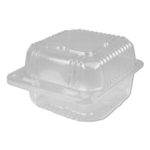 DURABLE PACKAGING INTER. Hinged Container, 6"x6", Clear, Plastic, (500/Case), Durable Packaging PXT600