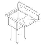 Falcon E1C-24X24-R-24 Sink, (1) One Compartment