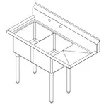 Falcon E2C-10X14-R-15 Sink, (2) Two Compartment