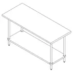 Falcon WT-2430-SSU Work Table,  30" - 35", Stainless Steel Top
