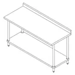 Falcon WT-2448-SSU-4 Work Table,  40" - 48", Stainless Steel Top