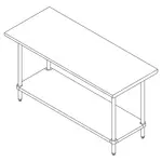 Falcon WT-2460-SSU Work Table,  54" - 62", Stainless Steel Top