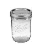 Mason Jar, 1 Pt, Clear, Glass, Tapered, (12/Pack), Ball 501163