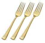 FINE LINE SETTINGS INC. Forks, 7.25", Gold, Plastic, Heavy Weight, (400/Case) Fine Line Setting 753