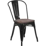 Flash Furniture CH-31230-BK-WD-GG Chair, Side, Stacking, Indoor