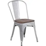 Flash Furniture CH-31230-SIL-WD-GG Chair, Side, Stacking, Indoor
