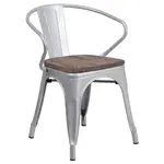 Flash Furniture CH-31270-SIL-WD-GG Chair, Armchair, Stacking, Outdoor