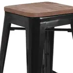 Flash Furniture CH-31320-24-BK-WD-GG Bar Stool, Stacking, Indoor
