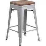 Flash Furniture CH-31320-24-SIL-WD-GG Bar Stool, Stacking, Indoor