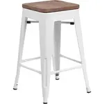 Flash Furniture CH-31320-24-WH-WD-GG Bar Stool, Stacking, Indoor
