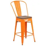 Flash Furniture CH-31320-24GB-OR-WD-GG Bar Stool, Stacking, Indoor