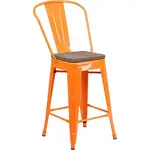 Flash Furniture CH-31320-24GB-OR-WD-GG Bar Stool, Stacking, Indoor