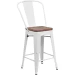 Flash Furniture CH-31320-24GB-WH-WD-GG Bar Stool, Stacking, Indoor