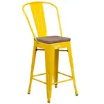 Flash Furniture CH-31320-24GB-YL-WD-GG Bar Stool, Stacking, Indoor