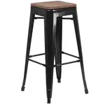 Flash Furniture CH-31320-30-BK-WD-GG Bar Stool, Stacking, Indoor