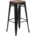 Flash Furniture CH-31320-30-BK-WD-GG Bar Stool, Stacking, Indoor