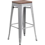 Flash Furniture CH-31320-30-SIL-WD-GG Bar Stool, Stacking, Indoor