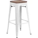 Flash Furniture CH-31320-30-WH-WD-GG Bar Stool, Stacking, Indoor