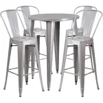 Flash Furniture CH-51090BH-4-30CAFE-SIL-GG Chair & Table Set, Outdoor