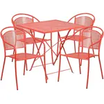 Flash Furniture CO-28SQF-03CHR4-RED-GG Chair & Table Set, Outdoor