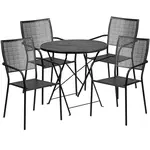Flash Furniture CO-30RDF-02CHR4-BK-GG Chair & Table Set, Outdoor