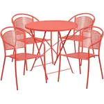 Flash Furniture CO-30RDF-03CHR4-RED-GG Chair & Table Set, Outdoor