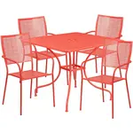 Flash Furniture CO-35SQ-02CHR4-RED-GG Chair & Table Set, Outdoor