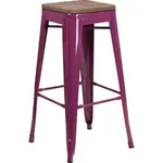 Flash Furniture ET-BT3503-30-PUR-WD-GG Bar Stool, Stacking, Indoor