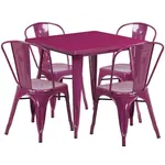 Flash Furniture ET-CT002-4-30-PUR-GG Chair & Table Set, Outdoor