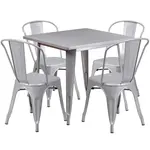 Flash Furniture ET-CT002-4-30-SIL-GG Chair & Table Set, Outdoor