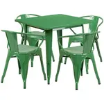 Flash Furniture ET-CT002-4-70-GN-GG Chair & Table Set, Outdoor