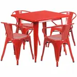 Flash Furniture ET-CT002-4-70-RED-GG Chair & Table Set, Outdoor