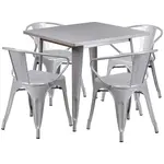 Flash Furniture ET-CT002-4-70-SIL-GG Chair & Table Set, Outdoor