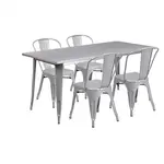 Flash Furniture ET-CT005-4-30-SIL-GG Chair & Table Set, Outdoor