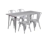 Flash Furniture ET-CT005-4-30-SIL-GG Chair & Table Set, Outdoor