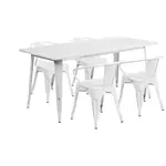 Flash Furniture ET-CT005-4-70-WH-GG Chair & Table Set, Outdoor