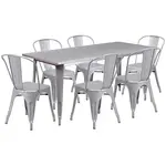 Flash Furniture ET-CT005-6-30-SIL-GG Chair & Table Set, Outdoor