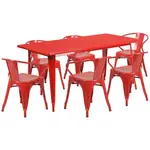 Flash Furniture ET-CT005-6-70-RED-GG Chair & Table Set, Outdoor