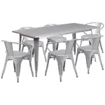 Flash Furniture ET-CT005-6-70-SIL-GG Chair & Table Set, Outdoor