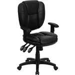Flash Furniture GO-930F-BK-LEA-ARMS-GG Chair, Swivel