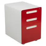 Flash Furniture HZ-AP535-02-RED-WH-GG Drawer Cabinet, Mobile