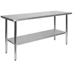 Flash Furniture NH-WT-2460-GG Work Table,  54" - 62", Stainless Steel Top