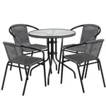 Flash Furniture TLH-087RD-037GY4-GG Chair & Table Set, Outdoor