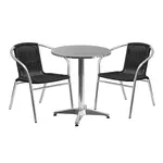 Flash Furniture TLH-ALUM-24RD-020BKCHR2-GG Chair & Table Set, Outdoor