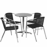 Flash Furniture TLH-ALUM-24RD-020BKCHR4-GG Chair & Table Set, Outdoor
