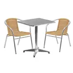 Flash Furniture TLH-ALUM-24SQ-020BGECHR2-GG Chair & Table Set, Outdoor