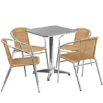 Flash Furniture TLH-ALUM-24SQ-020BGECHR4-GG Chair & Table Set, Outdoor